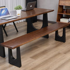 Walnut Color Long Bench Solid Wood Top Metal Legs U-Shaped Design Durable Sturdy Dining Bench Ideal for Office Home Restaurant Patio Multiple (Bench, 78.74in)