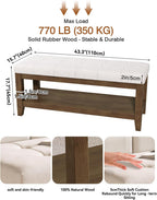 ABHENG Solid Rubber Wood Shoe Bench, Soft Chenille Material Upholstered Seat, 770LB Load Capacity, Multi-Storage for Entryway/Bedroom/Living Room, Vintage Style, 43.3"x15.7"x17.7", White,UASND65W
