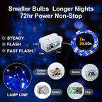 Aogist 12 Pack Fairy Lights 3 Modes 7ft 20 LED Waterproof,Battery Operated Silver Wire Firefly Starry Moon Mini String Lights for Mason Jars Christmas DIY Crafts Wedding Party Bedroom,Blue