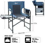 Portal Directors Chair Camping Chairs for Adults with Side Table Folding Lawn Chairs for Adults, Directors Chairs Foldable for Outdoor Chairs for Beach, Travel, Heavy Duty Supports 300LBS, Blue/Grey