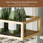 Hanging Wine Glass Holder, Ceiling Bar, Wall-Mounted Rack & Storage Shelf — Red Cabinet, Display Stand, and Living Room Wall Decor Stemware(Black,100CM/39.4in)