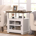 HIFYOBRO 24''Tall White End Table with Charging Station, Adjustable Shelf & Storage, 21" Large Side Table, Modern Farmhouse Nightstand for Bedroom, Living Room, Office