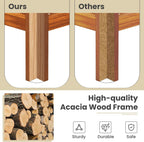 Giantex Narrow End Table with Drawer Set of 2, Tall Acacia Wood Side Table with Bottom Shelf, Modern Bedside Tables, 2-Tier Nightstand for Small Spaces Bedroom Living Room, No Assemble Required, Brown