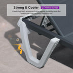 PURPLE LEAF Lounge Chair Outdoor Set of 4 Chaise Lounge w/Wheel, Dark Grey | The space-saving stackable design allows multiple chairs to nest together neatly for quick and easy off-season storage