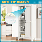 75" Pantry Cabinet,Kitchen Storage Cabinet with Adjustable Shelves | 1000 LBS Capacity Metal Pantry Cabinet with Magnetic & Anti-Tip,Storage Cabinet with Adjustable Feet for Kitchen,Dining Room