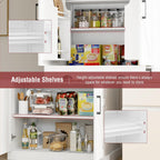 Tall Free Standing Kitchen Pantry Storage Cabinet, Wooden Farmhouse Style, Deep Organization for Kitchen