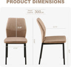 Dining Chairs Set of 6, Beige PU Leather Dining Chairs, Comfortable Upholstered Armless Kitchen Chairs with Black Metal Legs for Living Room, Dining Room, Kitchen