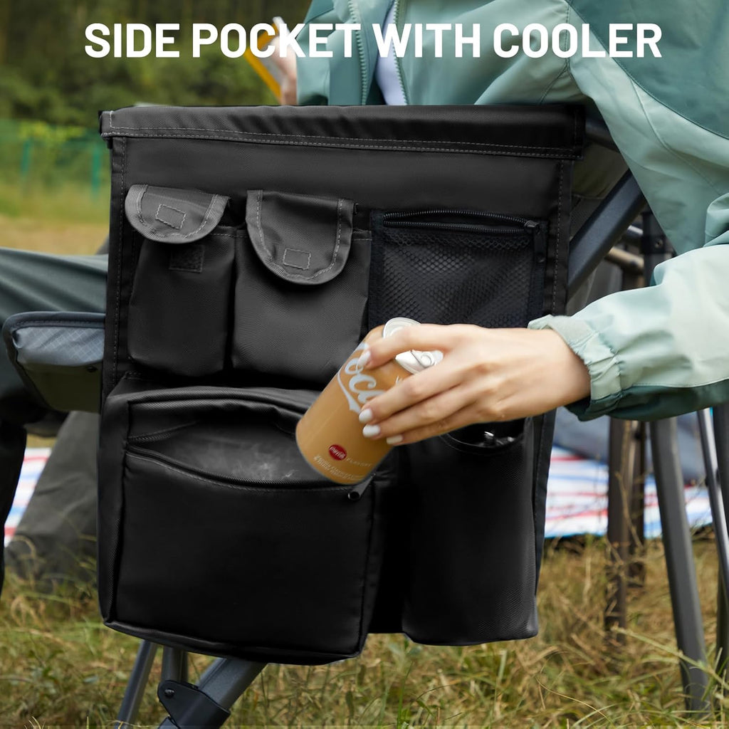 TIMBER RIDGE Oversized Folding Camping Chair High Back 500lbs | Heavy Duty Camping Chairs for Adults, Cup Holder, Side Pocket, Cooler Bag