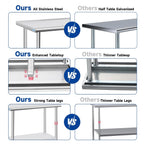 Stainless Steel Table with Wheels 24 x 18 Inch Commercial Stainless Steel Prep Table, Metal Table for Kitchen Restaurant Garage