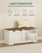 Hzuaneri 43" Farmhouse Storage Chest | 55 Gal | 330lb Seat | Retro White | Soft-Close Hinges | Stuffed Animal and Blanket Storage for Entryway, Bedroom and Living Room | Easy Assembly | SB25514X