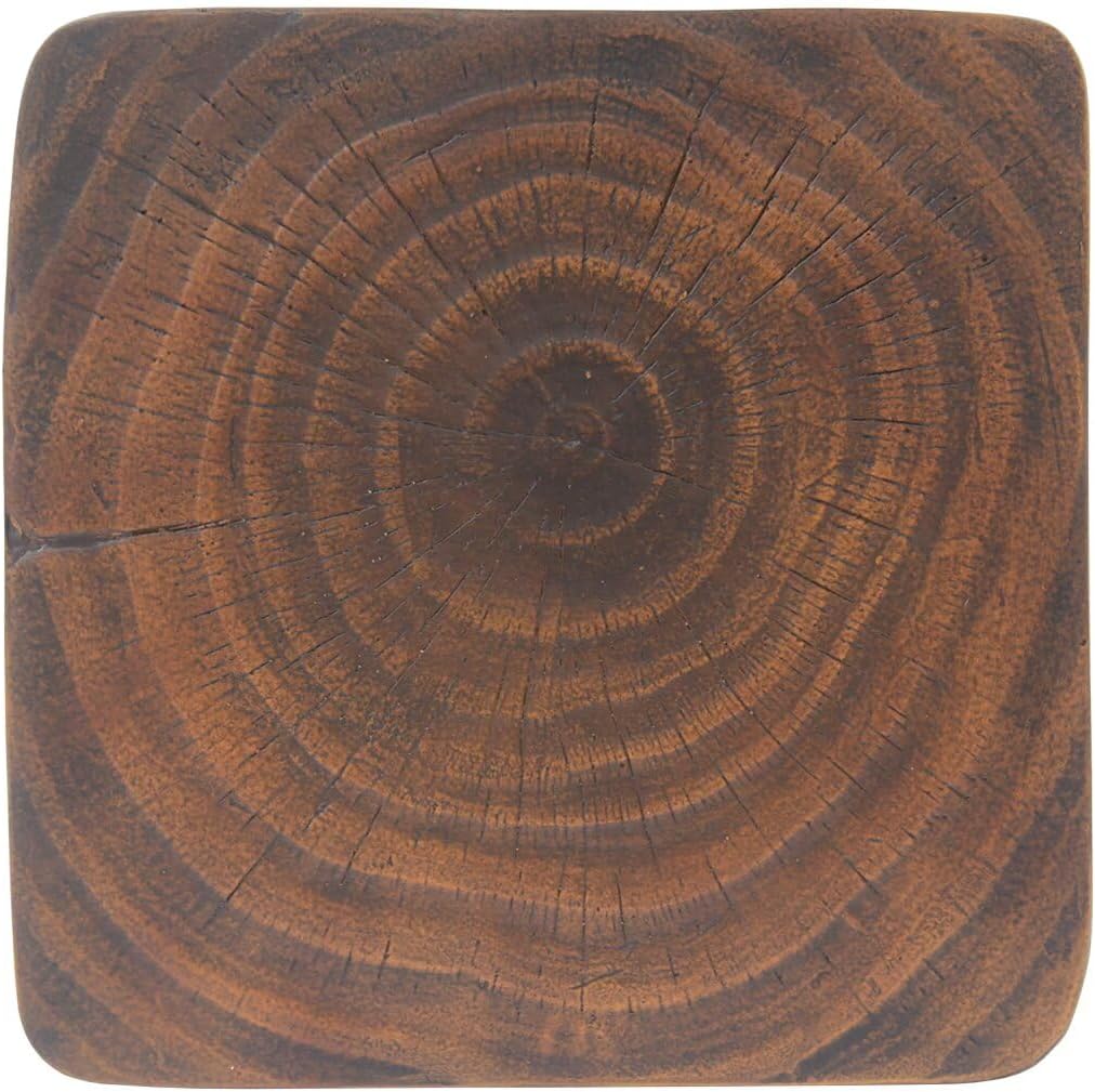 Modern End Table Square Solid Wood Pedestal Side Table Rustic Plant Stand with Twisted Design for Living Room, Bedroom, Office, Antique Brown