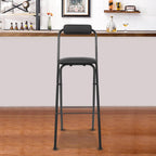 Folding Bar Stool with Back, 1 Pcs 27.6 Inch Tall Foldable Stool Chair Portable High Folding Bar Chair Counter Height Seat Leather Padded for Kitchen Shop Cafe Dining Room
