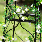 Obelisk Trellis for Garden - 38.3" x 10.03" Durable Metal Climbing Support for Roses, Vines & Flowers | Elegant Black Design with Decorative Top & Hollow Sides