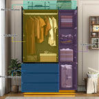 75"H Tall Modern 3 Doors Wooden Armoire Wardrobe Closet with 3 Drawers & 2 Mirror,Clothing Storage Cabinet with Hanging Rod,Bedroom Large Freestanding Armoires with Led Lights for Bedroom,Black