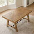 chairus 59'' Farmhouse Dining Table, Solid Wood Rustic Kitchen Table with Metal Stretcher, Large Rectangular Wooden Dining Room Table for Living Room/Home Office, Easy Assembly, Light Walnut