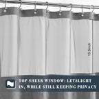 N&Y HOME 48 Inch Waffle Weave Shower Curtain with Snap-in Fabric Liner & 12 Metal Hooks Set - 48" x 72" Shower Stall Size, Hotel Style & Mesh Top Window, Machine Washable - Gray, 48x72