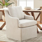 VKNOW Upholstered Dining Chairs, Modern Kitchen Chairs Dinner Chairs with 4 Casters, Chenille Armchair for Bedroom Reading Room Living Room, Beige
