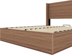 Lift Up Storage Bed Queen Size, Queen Bed Frame with Headboard and Lift Storage System, Wood Headboard with Wing-Back and Convex Groove Board Design