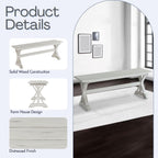 Boraam Jamestown Backless Dining Room Bench, Antique White