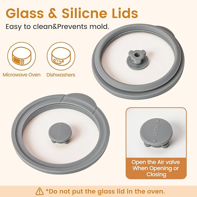 Glass Food Storage Jars with Lids[Set of 5], Perfect for Pasta, Cookies, Nuts, Coffee, Cereal, Flour, and More, Organize Your Kitchen with these BPA-Free Glass Jars with Silicone Lids