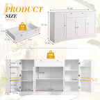TITIMO 54" Sideboard Buffet Cabinet with Storage, Farmhouse Kitchen Storage Cabinets with Drawer, Wood Coffee Bar Cabinet with Adjustable Shelves, Pantry Cabinets for Living Room (White)