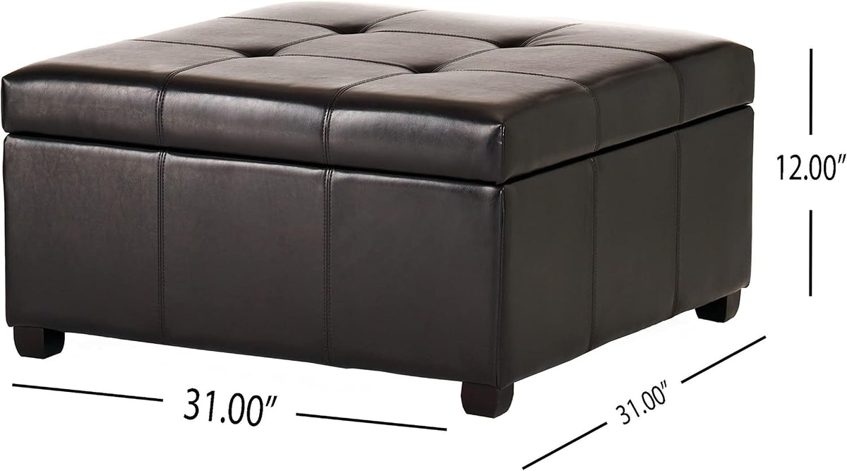 Christopher Knight Home Carlsbad Bonded Leather Storage Ottoman, Espresso