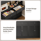 HIFIT 71“HX55“W Kitchen Hutch, Farmhouse Pantry Cabinet for Food Storage | Large Kitchen Pantry Cabinet with Countertop and Storage Drawers for Dining Living Room, Black