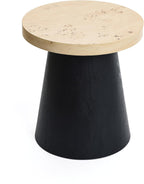 LuxenHome Side Table, 19'' Small Round Accent End Table, Light Wood Finish Top with Black Base Beside Table for Small Spaces, Modern Boho Nightstand for Living Room,Bedroom,Home Office