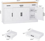 Shintenchi Buffet Cabinet with Storage,53.4" Large Kitchen Storage Cabinet with 3 Drawers and 4 Doors,Wood Farmhouse Buffet Sideboard with Adjustable Shelf for Kitchen Living Room, White