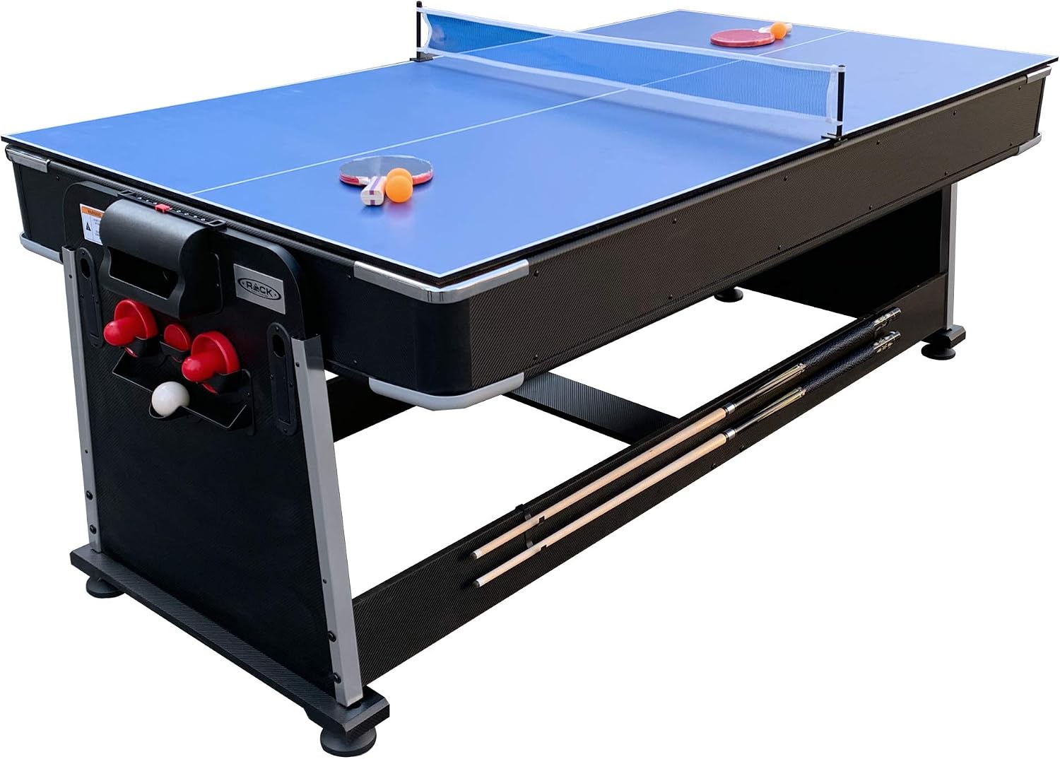 RACK Triad 7-Foot 3-in-1 Multi-Game Swivel Table - Billiards/Pool, Table Tennis & Air Hockey