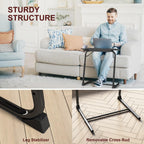 TV Tray Table, Adjustable TV Dinner Table for Eating on Couch with Cup Holder, Folding Couch Desk with 6 Height & 3 Tilt Angle Adjustments, Comfortable Laptop Stand for Bed & Sofa, Black
