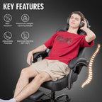 GTPLAYER Gaming Chair, Office Chair High Back Computer Chair with Foot Rest for Adults, Leather Desk Chair Executive Ergonomic Height Adjustable with Headrest and Lumbar Support, 300lbs Black