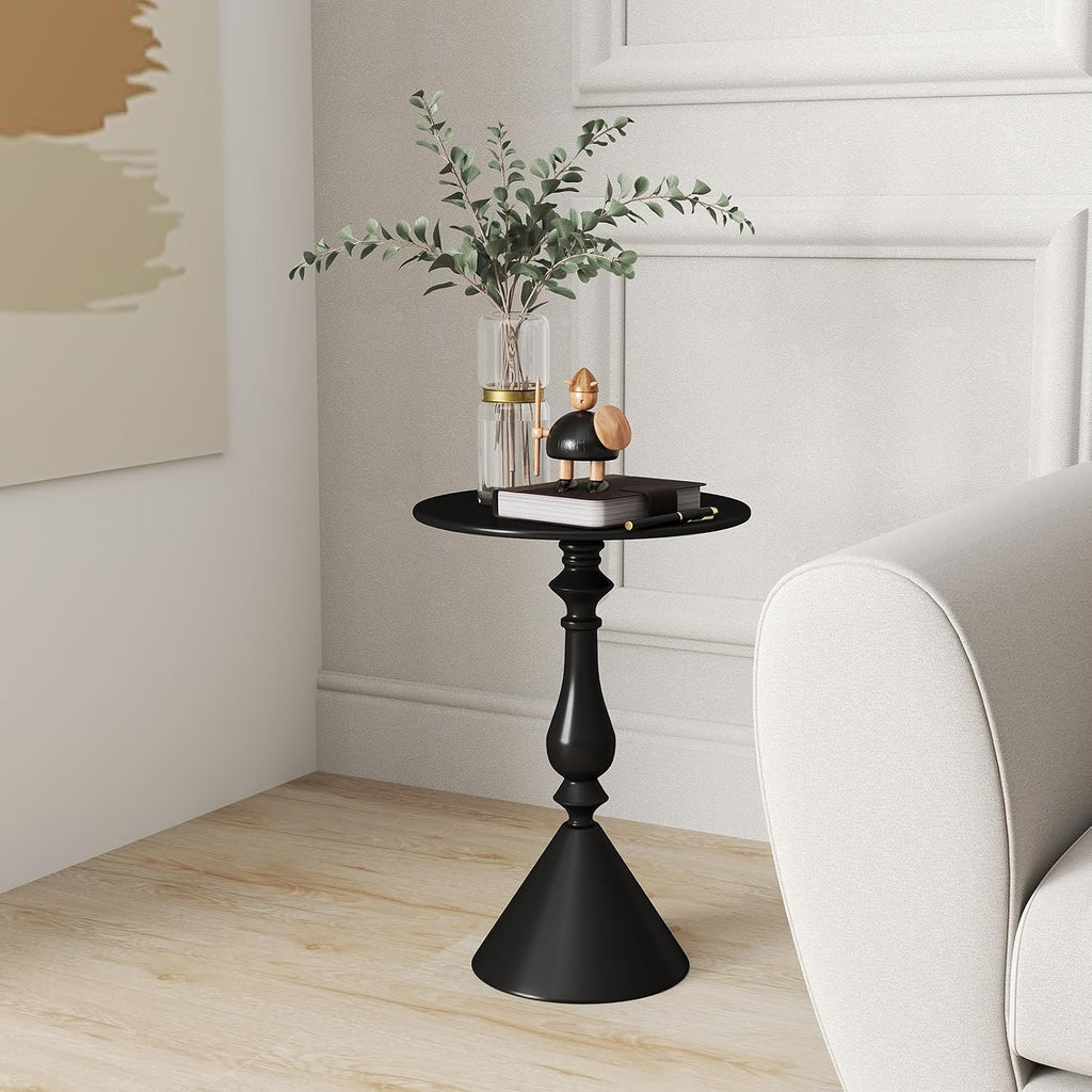 Benkyo Living Room Side Tables Set of 2 Black Round Small End Tables livingroom Sofa End Tables Set of 2 Metal Nightstands Morden Side Table for Bedroom，Black