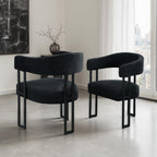 SIMTONAL Boucle Dining Chairs Set of 4-Black Accent Chairs with Arms, Soft Teddy Fleece Upholstered Armchairs for Kitchen Dining Living Room