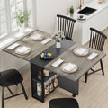 IDEALHOUSE FoldingTable, Drop Leaf Dining Table with 6 Wheels and 2-Layer Storage Shelf, Space Saving Table for Small Spaces (Slate Oak, 50.1" D x 31.4" W x 29.5" H)