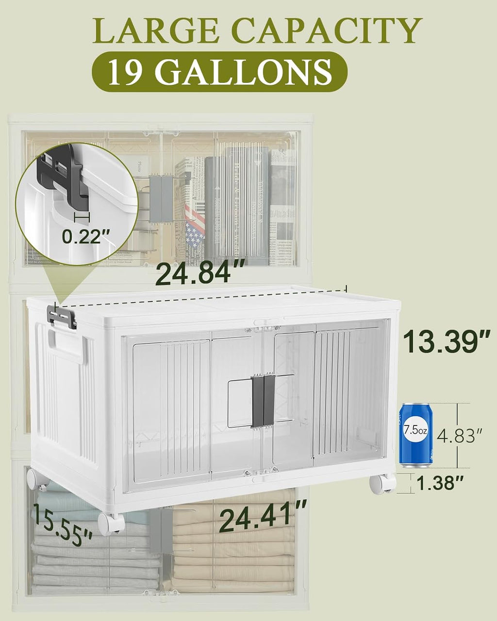 OlarHike 76QT Storage Bins with Lids for Home, Office, Closet, Dorm, 3 Pack
