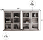 BELLEZE Set of 2 Glass Display Cabinet, 36" Tall Cabinet with Shelves and Glass Doors for Entryway, Living Room, Hallway, or Kitchen - Ashford (Gray Wash)