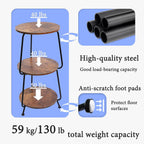 Small Round Side Table - 3 Tier End Table with Storage Shelf, Slim Industrial Coffee Table for Small Spaces, Living Room & Bedroom Narrow Gaps, Rustic Brown
