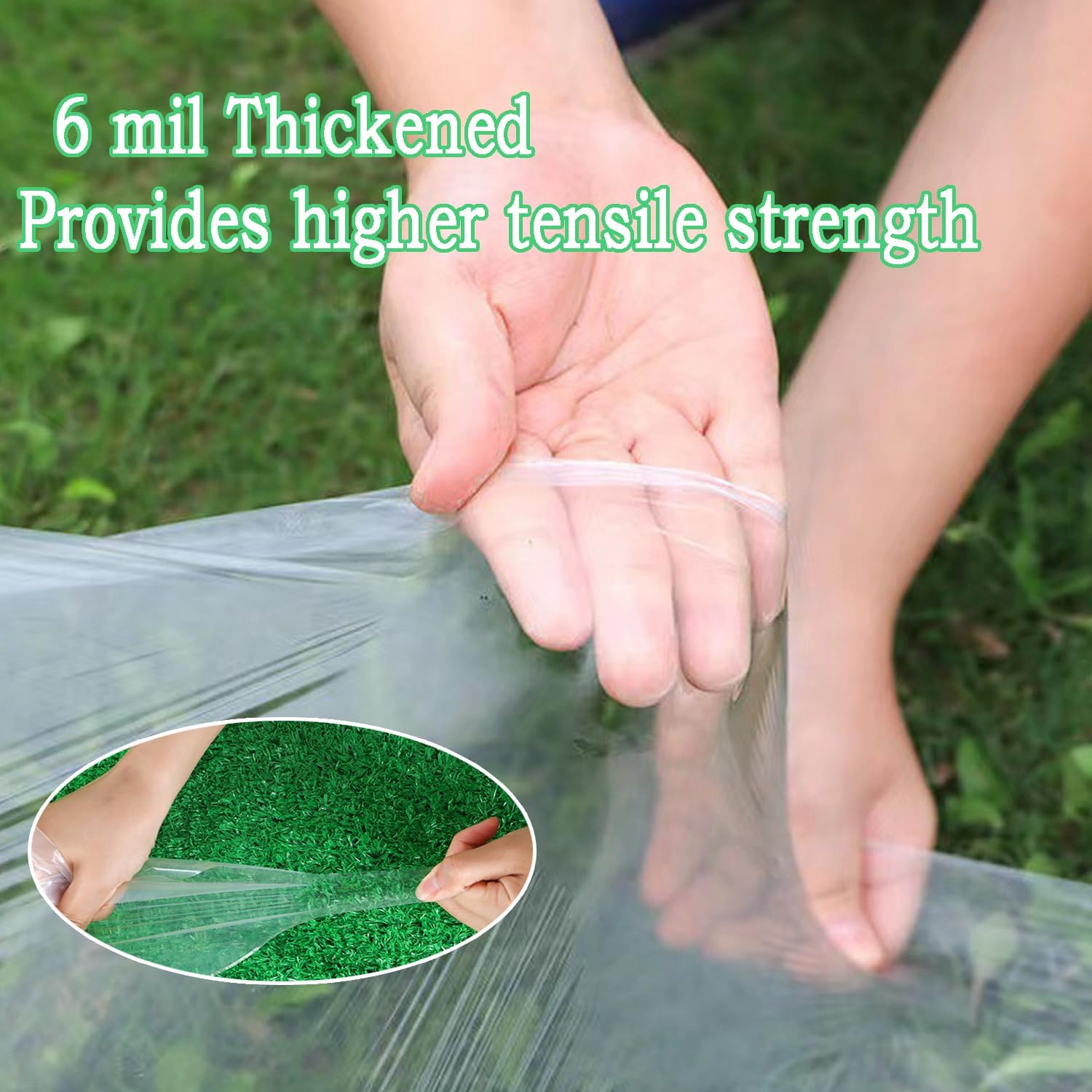 8FTx26FT Greenhouse Plastic Sheeting, 6 Mil Thick Clear Polyethylene Film, Waterproof Wind Frost Dust UV Resistant Green House Plastic Covering for Outdoor Plant, Garden, (8ft x 26ft)