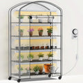 Abimars 5-Tier Greenhouse with Grow Light, Shelf Height Adjustable Metal Plant Shelf with PVC Cover and Wheels, Includes 5-Pack 2900K Full Spectrum Plant Lights, 21x49x80inch