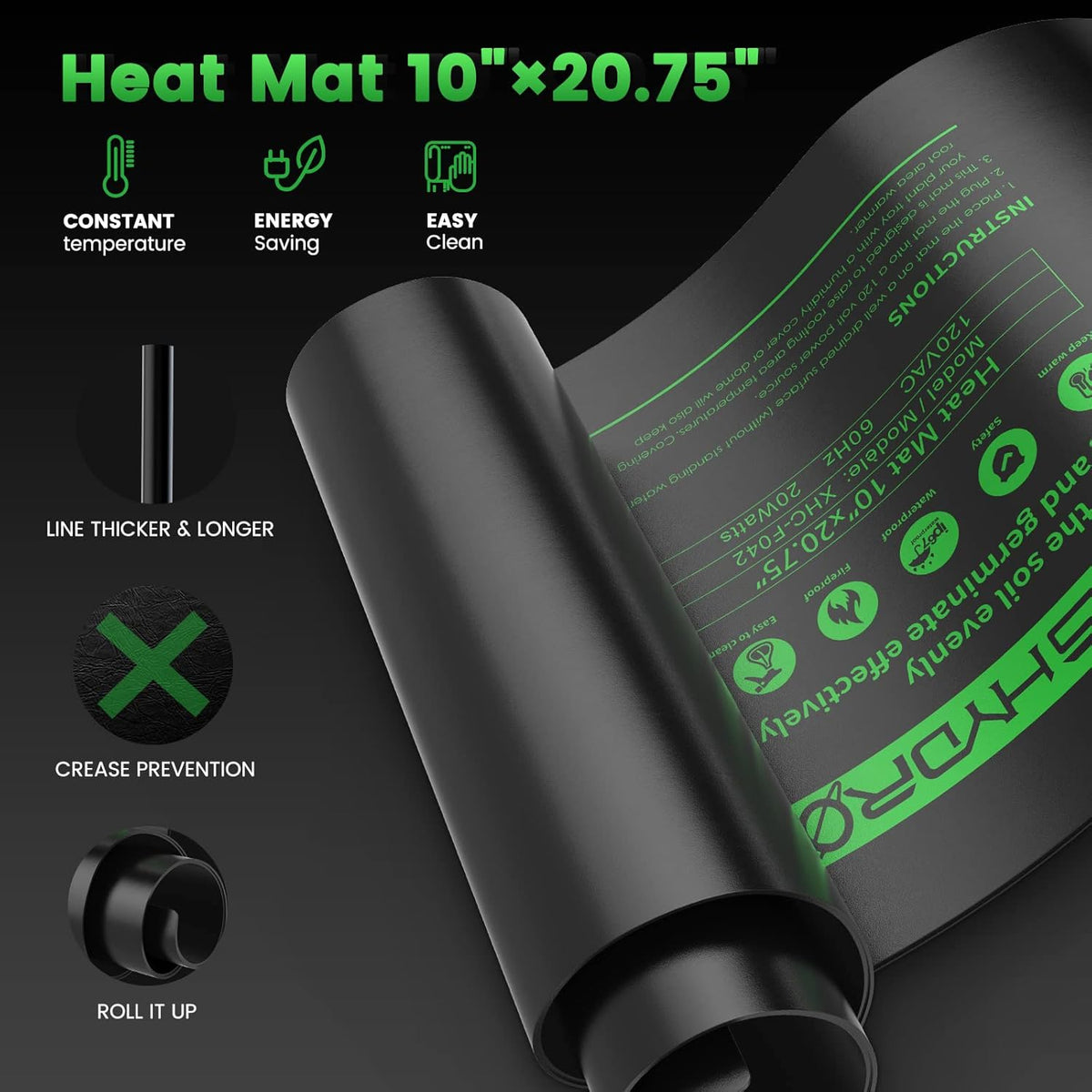 MARS HYDRO 10''x 20.75'' Seedling Heat Mat with Thermostat Combo Set，Heating Pad for for Germination, Indoor Gardening, Greenhouse