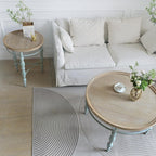 Rustic Farmhouse Round End Table, French Country Vintage Side Table,φ20.1'' x 23.6''H Rustic Solid Wood with Vintage Iron Legs, for Living Room, Bedroom, Small Spaces,Nature White