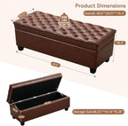 WUTUTUEE 50" Faux Leather Storage Ottoman Bench, Upholstered Rectangle End of Bed Storage Ottoman Tufted Living Room Bedroom Bench with Safety Hinge, Solid Wood Legs, Loads 500 lb(Brown)
