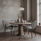 Modern Dining Chair Set of 4, Comfortable Dining Room Chairs with Thick Cushions, Faux Leather Upholstered Kitchen Armless Side Chairs, Wooden Leg for Home, Kitchen, Grey