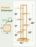 ROSSNY 48 Inch Tall Bamboo Plant Stand for Indoor, 6 Tier 7 Potted, Natural