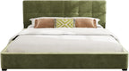 Christopher Knight Home Cordo King Size Bed, Velvet Upholstered Platform Bed, Wooden Slats Panel Support, Tufted Square Corners Haedboard, No Box Spring Needed, Easy Assembly, Oliver Green