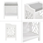 Alaterre Furniture Coventry Bench Stool with Cushion - Pine Wood Bench for Entryway or Bathroom Storage - Use as Shoe Rack, Vanity Chair and More (White)