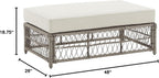 Crosley Furniture Thatcher Wicker Coffee Table and Ottoman Foot Rest for Porch, Deck, Backyard, Driftwood with Creme Cushions