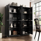 LYNSOM Kitchen Pantry Storage Cabinet 72“ Tall, Farmhouse Pantry Cabinet with Barn Doors and Adjustable Shelves, Black Storage Cabinets for Kitchen, Dining Room