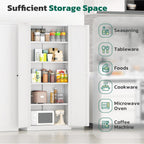 Greenvelly Metal Pantry Cabinet, 63” White Kitchen Pantry Cabinet with Doors and 4 Shelves, Tall Kitchen Cupboard for Laundry Room,Living Room,Dinning Room (Farmhouse)